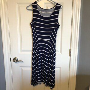 a.n.a. navy and white striped dress, size S
